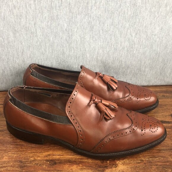 Allen Edmonds‎ Canfield Leather Brown Semi Brogue Oxford Dress Shoes Size 10 B - Picture 1 of 11